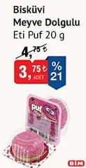 ETİ PUF BİSKÜVİ MEYVE DOLGULU 20 G